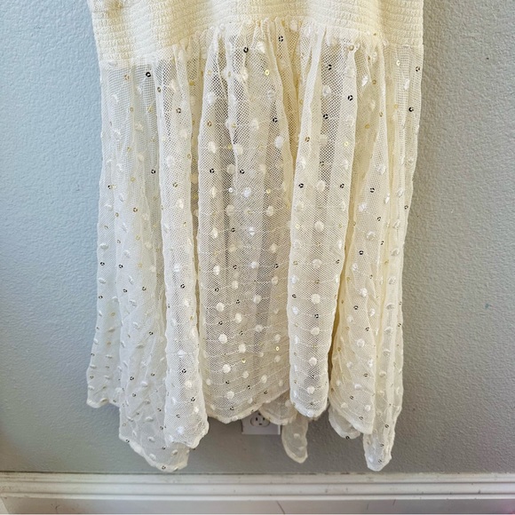 Anthropologie Leifnotes Dot Gleam Sequined Hi Low Beige Cream Gold dress 10 NWT - Picture 3 of 7